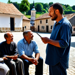 **

A community social worker, fully clothed, discussing plans with local residents in a village square, appropriate attire, safe for work, perfect anatomy, natural pose, professional, modest, community engagement, village background, high quality.

**